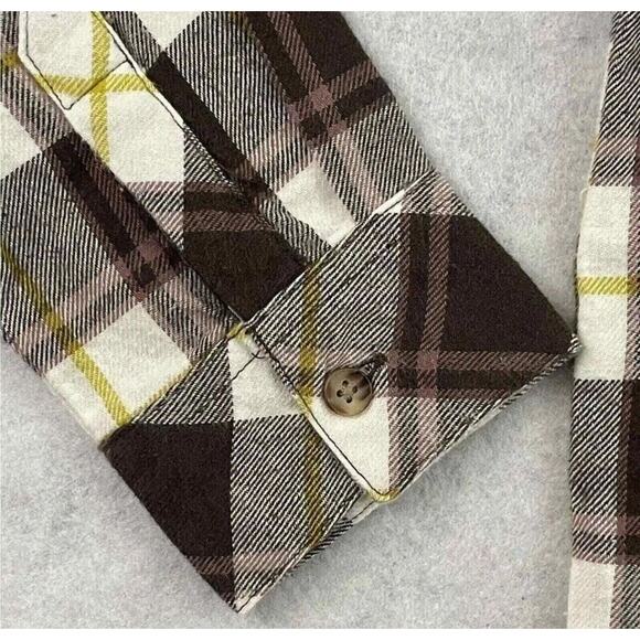 Volcom Flannel Shirt Girls Size 8/10 Espresso Plaid  Getting Rad Button Up NEW - Picture 12 of 16